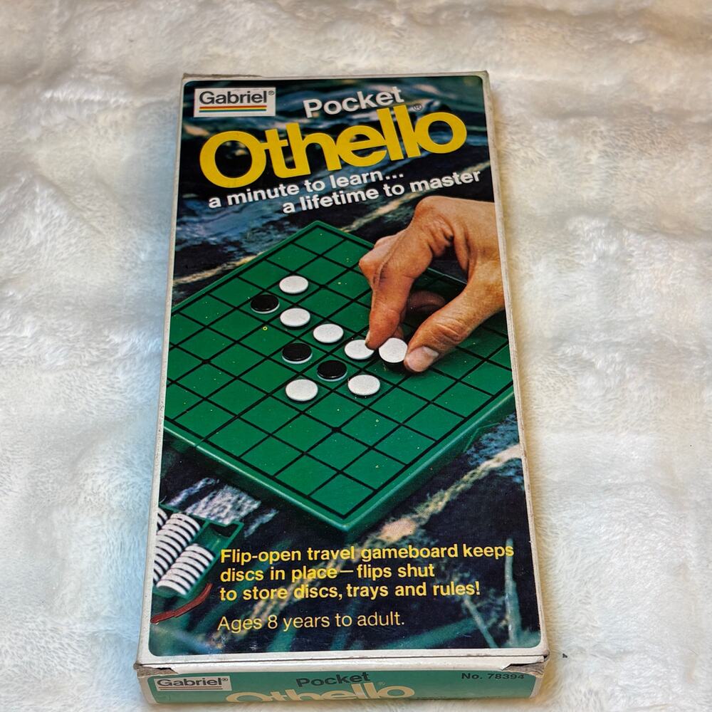 Vintage 1970s Gabriel Pocket Othello Strategy Travel Board Game Complete w Box
